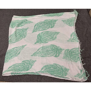 Barney’s New York White/Green 34" x 64" Oversized Sheer Scarf